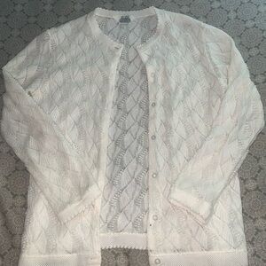 Jason Maxwell White Button Up Sweater Size Small
